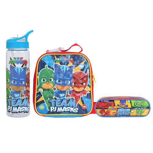 Assistência Técnica, SAC e Garantia do produto Kit Escolar Lancheira + Estojo + Garrafa Dmw Pj Masks Team (11551+11552+11557)