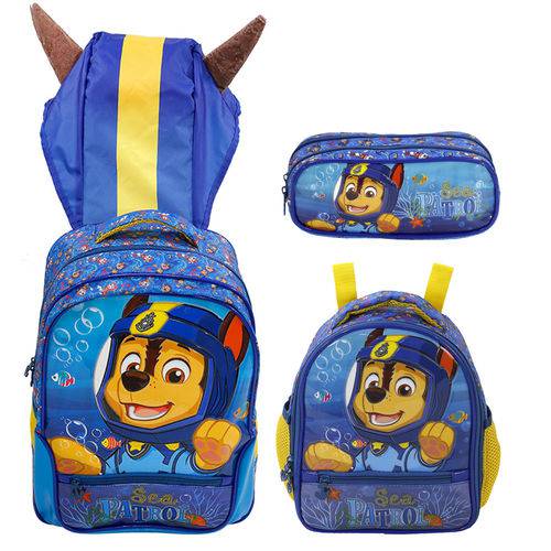 Assistência Técnica, SAC e Garantia do produto Kit Escolar Mochila 14 + Lancheira + Estojo Xeryus Paw Patrol Sea Patrol Chase (7953+7954+7955)