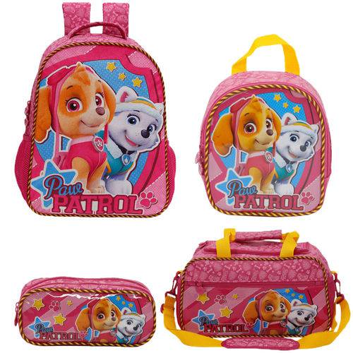 Assistência Técnica, SAC e Garantia do produto Kit Escolar Mochila 16+Lancheira+Estojo+Sacola Xeryus Paw Patrol Girl Team (7982+7984+7985+7987)