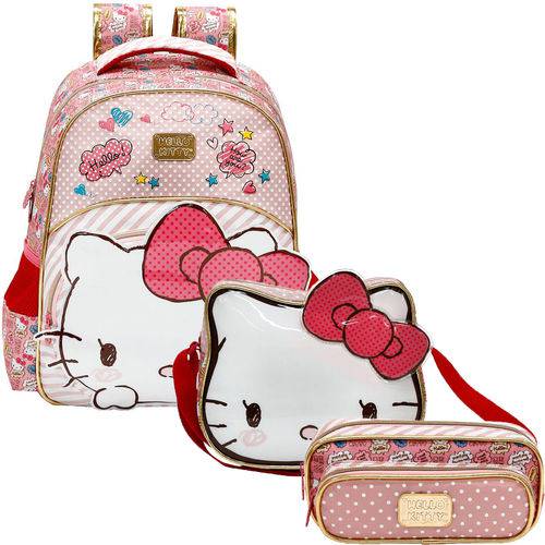 Assistência Técnica, SAC e Garantia do produto Kit Escolar Mochila 16 + Lancheira + Estojo Xeryus Hello Kitty Lovely Kitty (7902+7904+7905)