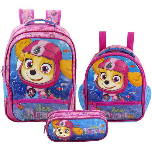 Assistência Técnica, SAC e Garantia do produto Kit Escolar Mochila 16 + Lancheira + Estojo Xeryus Paw Patrol Sea Patrol Skye (7962+7964+7965)