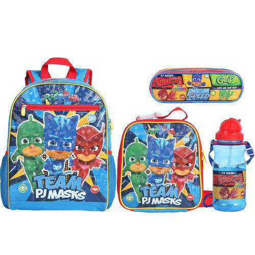 Assistência Técnica, SAC e Garantia do produto Kit Escolar Mochila G + Lancheira + Estojo + Cantil DMW PJ Masks Team (11175+11552+11553+11557)