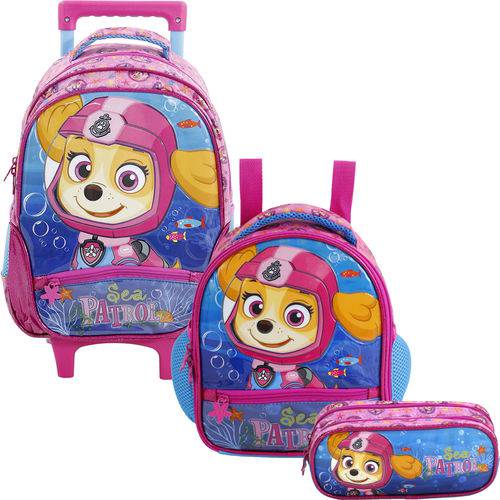 Assistência Técnica, SAC e Garantia do produto Kit Escolar Mochilete 16 + Lancheira + Estojo Xeryus Paw Patrol Sea Patrol Skye (7960+7964+7965)