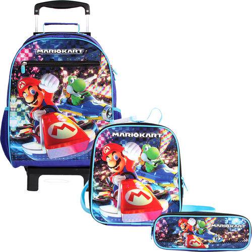 Assistência Técnica, SAC e Garantia do produto Kit Escolar Mochilete G + Lancheira + Estojo DMW Mario Kart (11519+11522+11525)