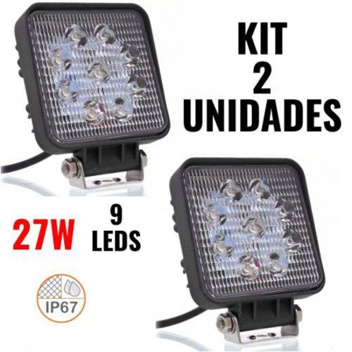 Assistência Técnica, SAC e Garantia do produto Kit 2 Farol de MILHA 27W 9 Leds QUADRADO IP67 Super Branco 12/24V Off Road