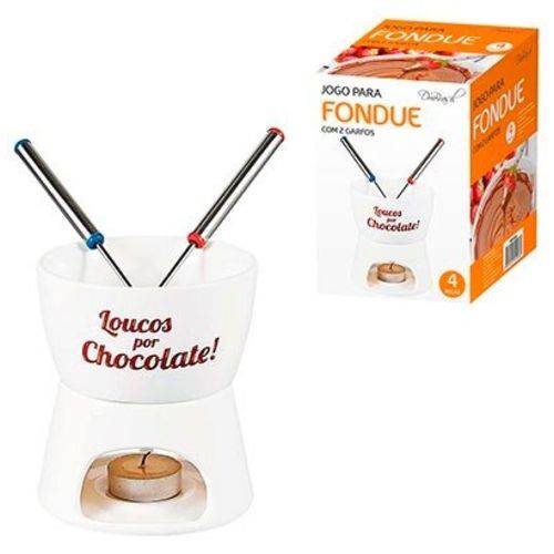 Assistência Técnica, SAC e Garantia do produto Kit Fondue Loucos por Chocolate - Porcelana 2 Garfos- 350ml
