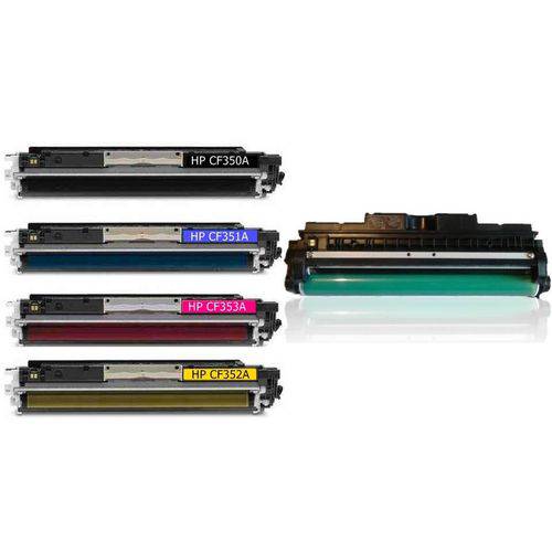 Assistência Técnica, SAC e Garantia do produto Kit Fotocondutor Similar HP 126A CE314A + 4 Toner HP 130A CF350A CF351A CF352A CF353A Compativel HP Laserjet Pro M176 M176N M177 M177FW