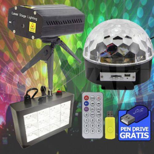 Assistência Técnica, SAC e Garantia do produto Kit Iluminação para Festa DJ Balada Globo de Luz Laser e Strobo - Produtos BIVOLT Automático