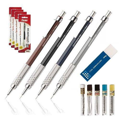 Assistência Técnica, SAC e Garantia do produto Kit Lapiseiras Pentel GraphGear 500 0,3mm 0,5mm 0,7mm 0,9mm em Blister