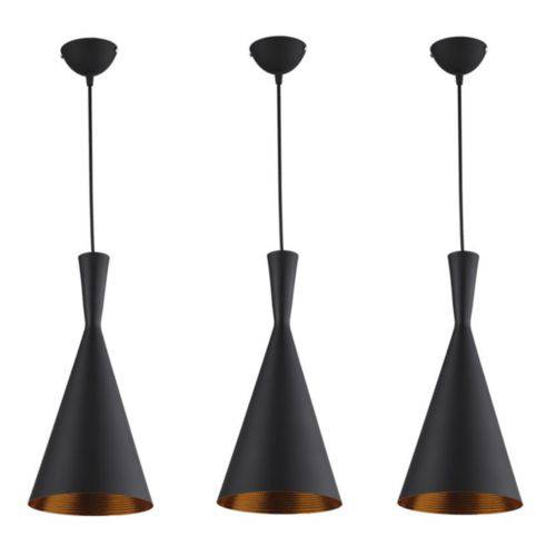 Assistência Técnica, SAC e Garantia do produto Kit 3 Luminária Pendente Tom Dixon Funil Preto/cobre - Favorita