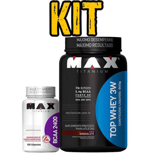 Assistência Técnica, SAC e Garantia do produto Kit Max Titanium Top Whey 3w 900g Chocolate + Bcaa 2400mg 100 Caps