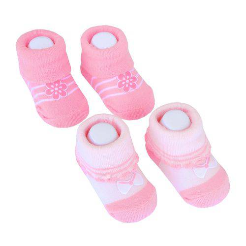 Assistência Técnica, SAC e Garantia do produto Kit Meias Pimpolho Recém-nascida 2 Pares Delicate Pink Rosa