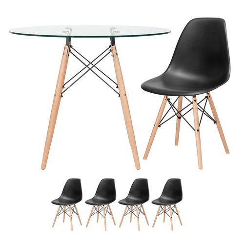 Assistência Técnica, SAC e Garantia do produto KIT - Mesa Eames 90 Cm - Tampo de Vidro + 4 Cadeiras Eames Eiffel DSW - Preto