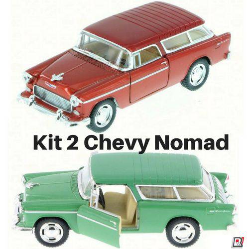Assistência Técnica, SAC e Garantia do produto Kit 2 Miniatura Carrinho Coleção Chevrolet Chevy Nomad Ano 1955 Vintage Escala 1/40