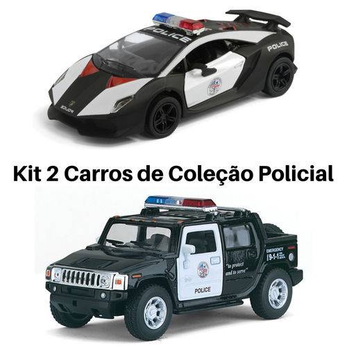 Assistência Técnica, SAC e Garantia do produto Kit 2 Miniatura Carros de Coleção Viatura Policial / Polícia Lamborghini e Hummer Cor Preto