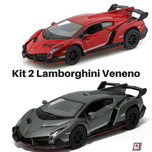 Assistência Técnica, SAC e Garantia do produto Kit 2 Miniaturas Carro de Coleção Lamborghini Veneno 13 Cm de Ferro Escala 1/36