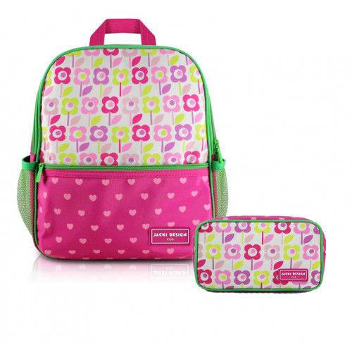 Assistência Técnica, SAC e Garantia do produto Kit Mochila Escolar Infantil Menina com Estojo Flor Pink- Sapeka Jacki Design