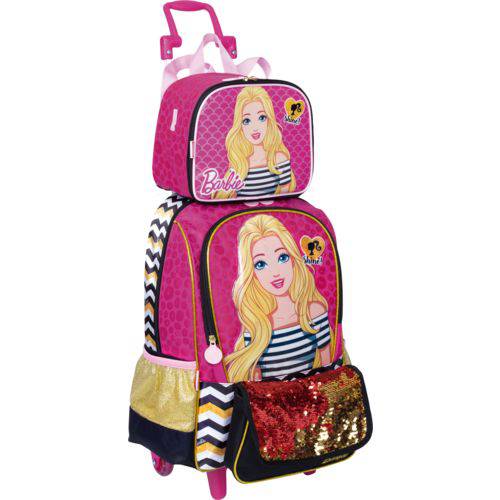 Assistência Técnica, SAC e Garantia do produto Kit Mochila Escolar Rodinhas Lancheira Barbie 65199 Sestini