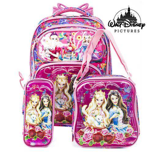 Assistência Técnica, SAC e Garantia do produto Kit Mochila Infantil Escolar Rodinha Barbie em a Princesa e a Plebeia