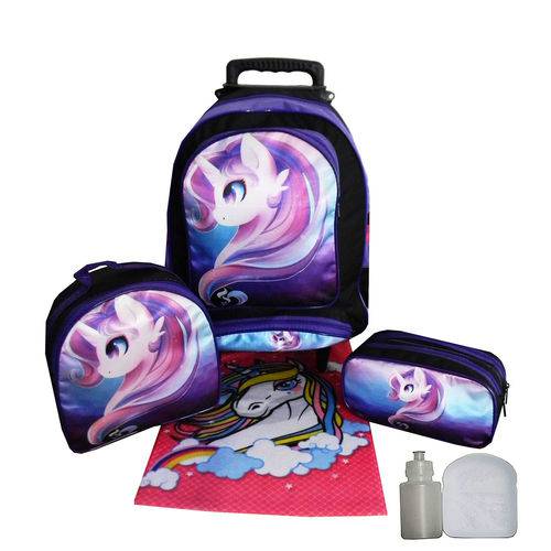 Assistência Técnica, SAC e Garantia do produto Kit Mochila Unicórnio Infantil Feminina Escolar Rodinhas