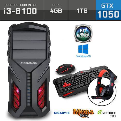 Assistência Técnica, SAC e Garantia do produto Kit PC Gamer Neologic Moba Box NLI68572 Intel I3-6100 4GB (Gtx 1050 2GB) 1TB Windows 10