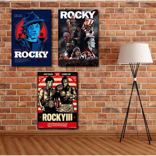 Assistência Técnica, SAC e Garantia do produto Kit Placas Decorativas Rocky Balboa em MDF com 3 Unidades 40x30cm