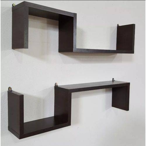 Assistência Técnica, SAC e Garantia do produto Kit 2 Prateleira Zig Zag 60x15x10p Marrom Tabaco Decorativo Mdf