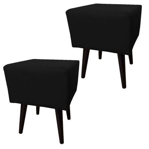 Assistência Técnica, SAC e Garantia do produto Kit 2 Puffs Pé Palito Quadrado no Suede Liso Preto Banqueta 42x38x38 - só Decorativas