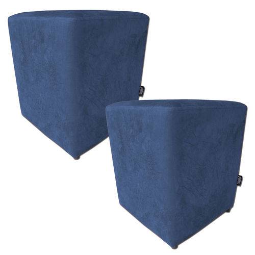 Assistência Técnica, SAC e Garantia do produto Kit 2 Puffs Quadrados no Suede Amassado Azul - só Decorativas