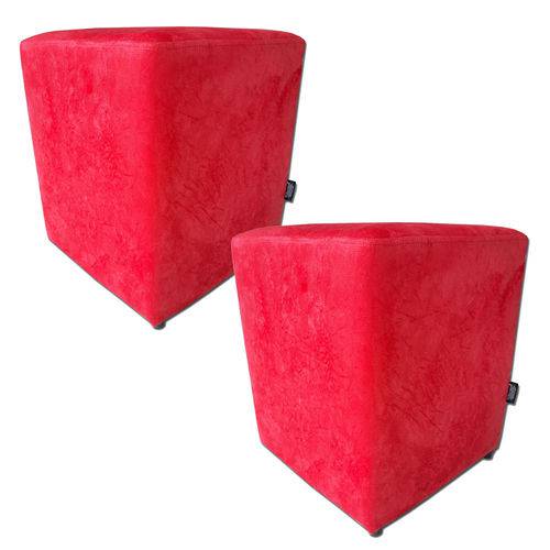 Assistência Técnica, SAC e Garantia do produto Kit 2 Puffs Quadrados no Suede Amassado Vermelho - só Decorativas