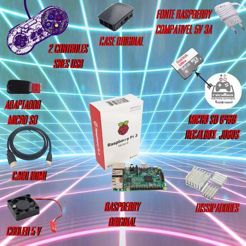 Assistência Técnica, SAC e Garantia do produto Kit Raspberry3 Fonte Case Cooler Cartão 64 Gb com 11 Mil Jogos