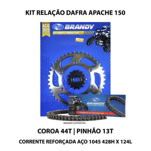 Assistência Técnica, SAC e Garantia do produto Kit Relação Brandy Dafra Apache 150 Aço 1045