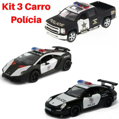 Assistência Técnica, SAC e Garantia do produto Kit 3 Réplica em Miniatura de Carros Policial Policia Ferro Kinsmart