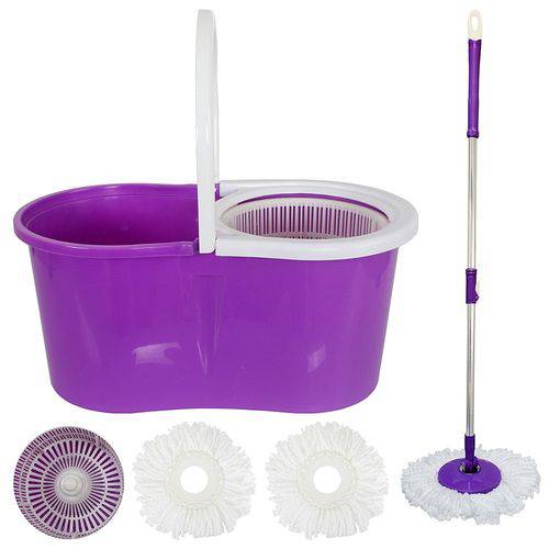 Assistência Técnica, SAC e Garantia do produto Kit Spin Mop de Limpeza com Esfregao Balde Centrifugador com Rotação 360 + Refil Tssaper