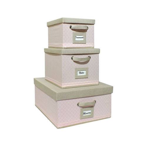 Assistência Técnica, SAC e Garantia do produto Kit Super Luxo Caixas de Tecido com Identificador e Alças - Flamingos Salmão.