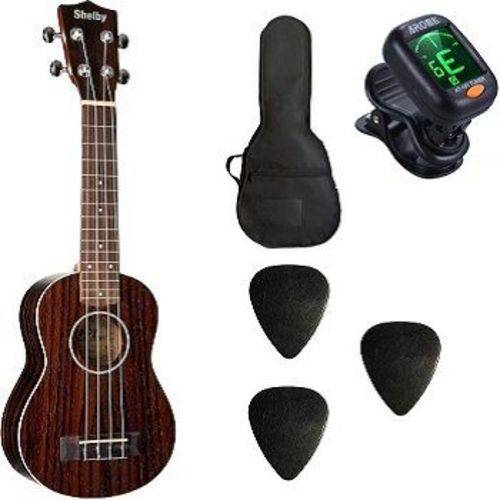 Assistência Técnica, SAC e Garantia do produto Kit Ukulele Shelby Soprano Su21r Capa Palheta Afinador