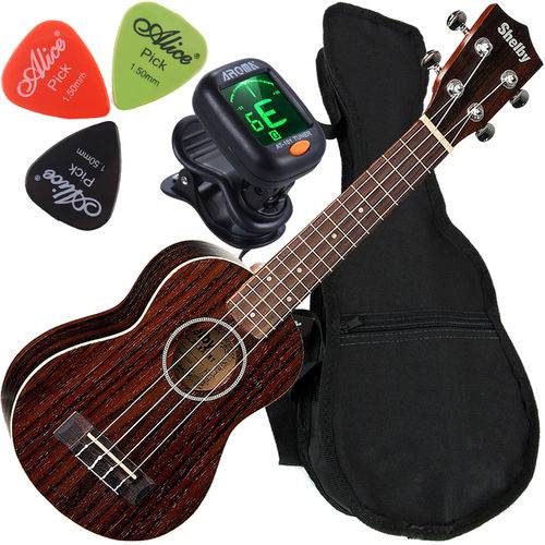 Assistência Técnica, SAC e Garantia do produto Kit Ukulele Soprano Acústico Shelby By Eagle Su21r Stnt C/ Capa + Palhetas + Afinador