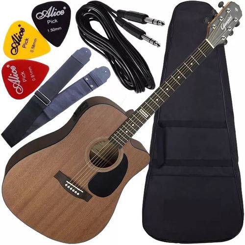 Assistência Técnica, SAC e Garantia do produto Kit Violão Folk Eletroacústico Walnut Satin Gf1d Ws Giannini