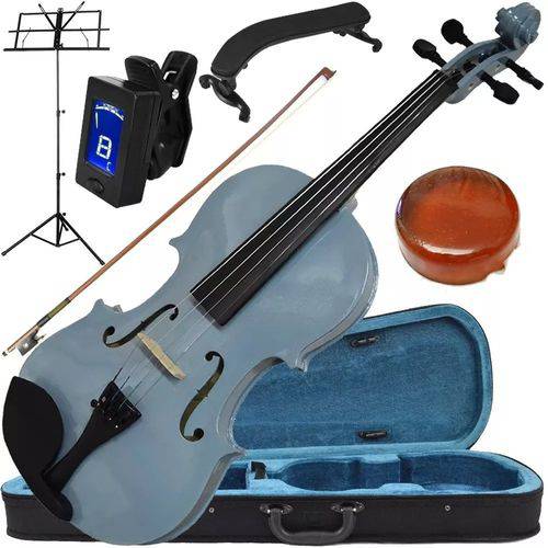 Assistência Técnica, SAC e Garantia do produto Kit Violino 4/4 Cinza Completo Arco Breu Afinador Espaleira