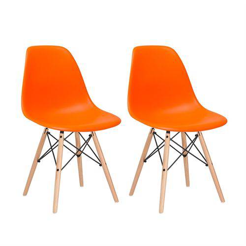 Assistência Técnica, SAC e Garantia do produto Kit - 2 X Cadeiras Charles Eames Eiffel DSW - Laranja - Madeira Clara