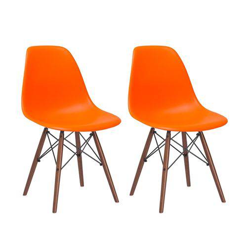 Assistência Técnica, SAC e Garantia do produto Kit - 2 X Cadeiras Charles Eames Eiffel DSW - Laranja - Madeira Escura