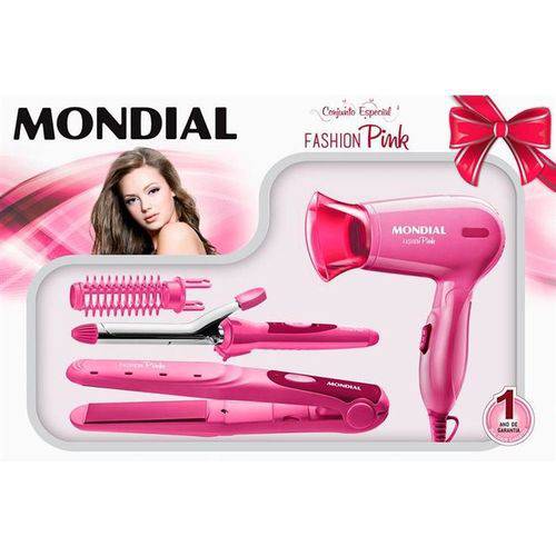 Assistência Técnica, SAC e Garantia do produto Kit 3x1 Mondial Secador 1200w Prancha 30w Escova 15w - Kt-54 Pink