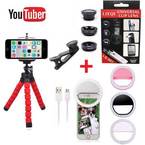 Assistência Técnica, SAC e Garantia do produto Kit Youtuber Tripé Flexível para Celular Câmera + Kit Lentes + Luz de Selfie Ring Light Smartphone