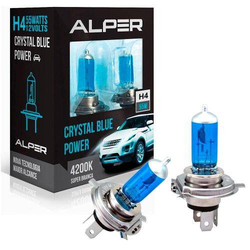 Assistência Técnica, SAC e Garantia do produto Lâmpada Alper Crystal Blue Power H4 Super Branca 55w 12v Par