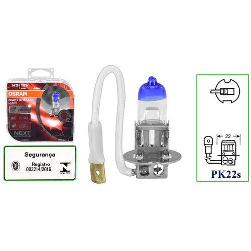 Assistência Técnica, SAC e Garantia do produto Lâmpada H3 Night Breaker Laser Osram 64151NL Halógena 12v 55w com Base PK22S