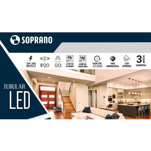 Assistência Técnica, SAC e Garantia do produto Lâmpada Tubolar Led 1,20cm 20W Soprano 3 Anos de Garantia