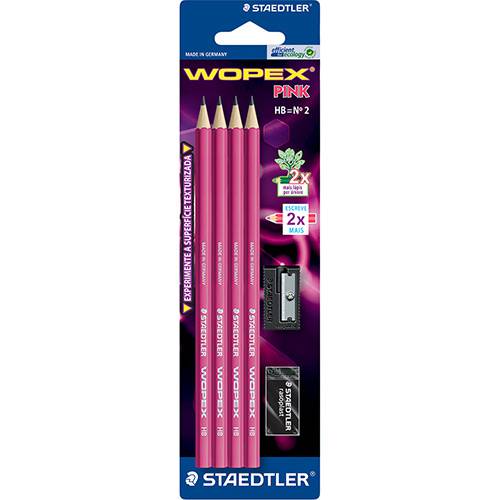 Assistência Técnica, SAC e Garantia do produto Lápis Preto Staedtler Wopex Pink HB 4 Unidades 1 Borracha e 1 Apontador - Tris