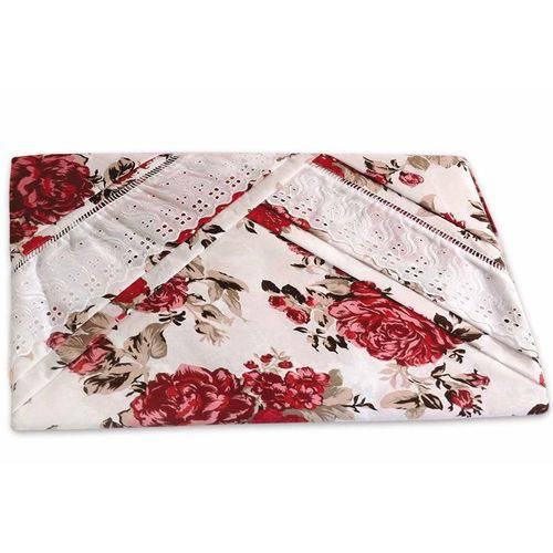 Assistência Técnica, SAC e Garantia do produto Lençol de Cama com Elástico Casal 03 Peças com 02 Fronhas 100% Algodão Estampado - Vermelho