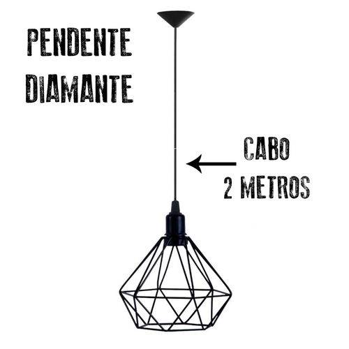 Assistência Técnica, SAC e Garantia do produto Luminaria Aramado Pendente Diamante Preto com Cabo de 2 Metros