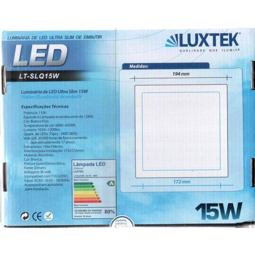 Assistência Técnica, SAC e Garantia do produto Luminária Plafon Led 15w Embutir Quadrada Branco Frio Luxtek Ref: Lt-SLQ-15W